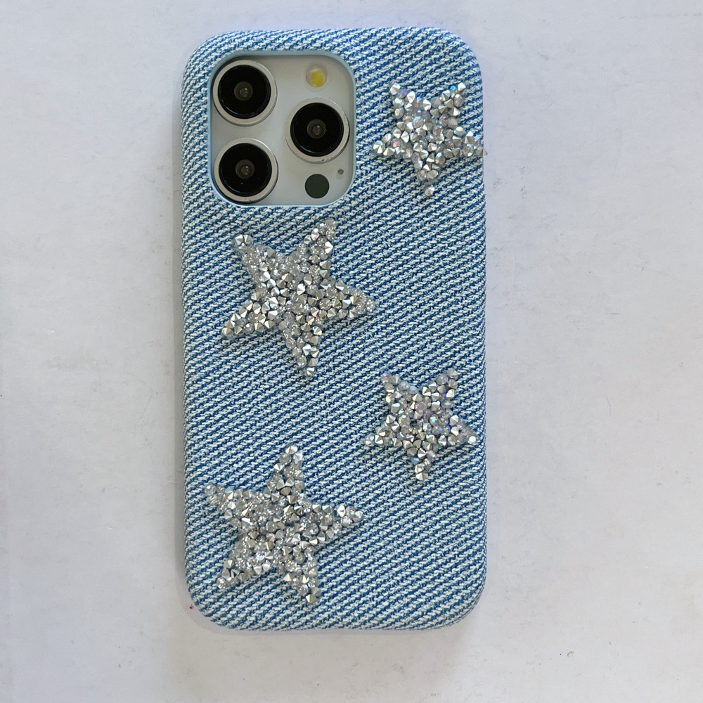 Diamond-Encrusted Small Five-Pointed Star Phone Case Compatible with iPhone 17/16/15 PRO Simple Niche iPhone 14/13P