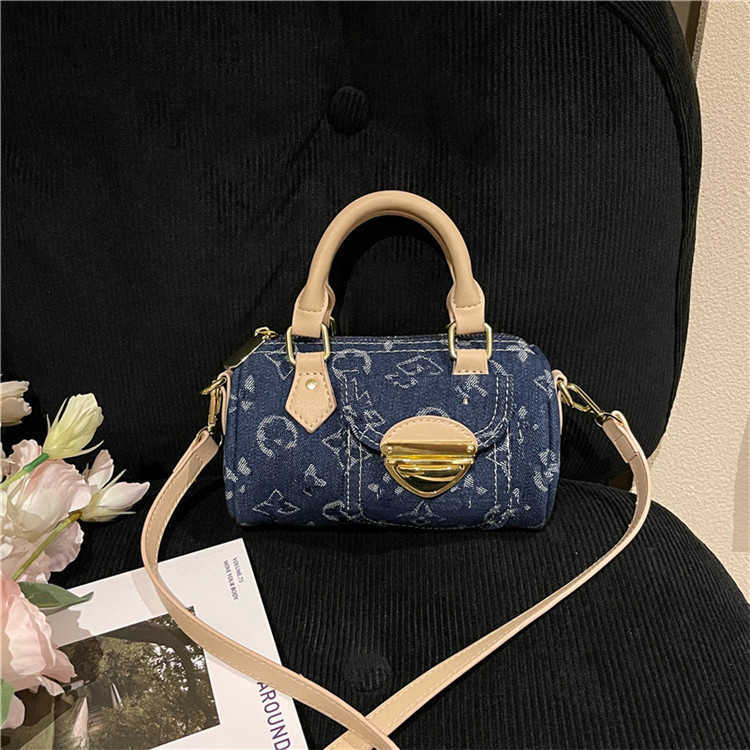 Denim Bowling New Trendy Fashionable Versatile Crossbody Shoulder Handbag Pillow Bag for Women