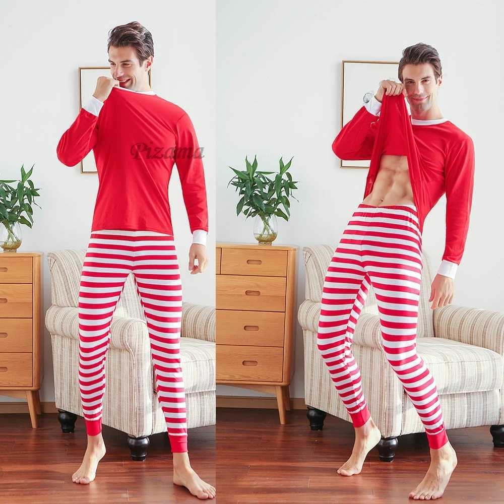 Winter 2024 Mom Daughter Dad Son Matching Clothes Striped Christmas Family Pajamas Set Cotton Baby Sleewear Xmas Look Pyjamas L251021F1BA