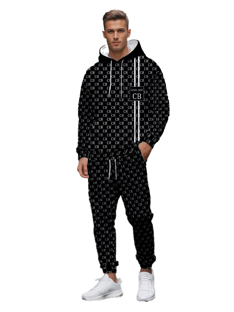 Men's Ankle-Length Knitted Hoodie Casual Outdoor Polyester T-Shirt Long Sleeve Adjustable Drawstring Hood Gradient Print Autumn Wear - LMWY00193