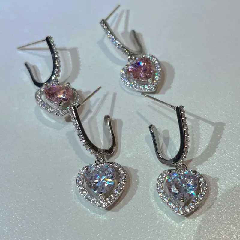 Heart Earrings for Women Elegant Pink Rhinestone Dangle Earrings for Girl Women Senior Designer Fashion Jewelry Accessories J251021
