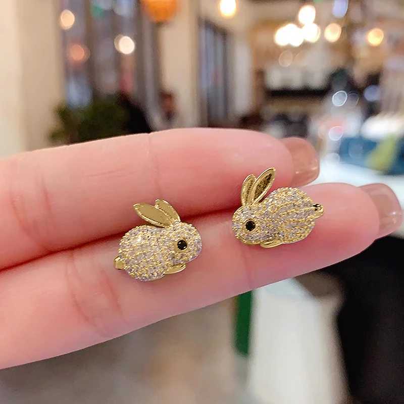 Huitan Animal Rabbit Stud Earrings for Women Full Paved CZ Cute Ear Accessories Fancy Girls Gift Daily Wear Party Trendy Jewelry J251021