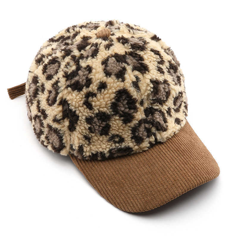Womens Autumn Winter Unique Color Block Leopard Print Baseball Cap Mens Outdoor Travel Warm Coldproof Sunshade Duckbill Cap H251020