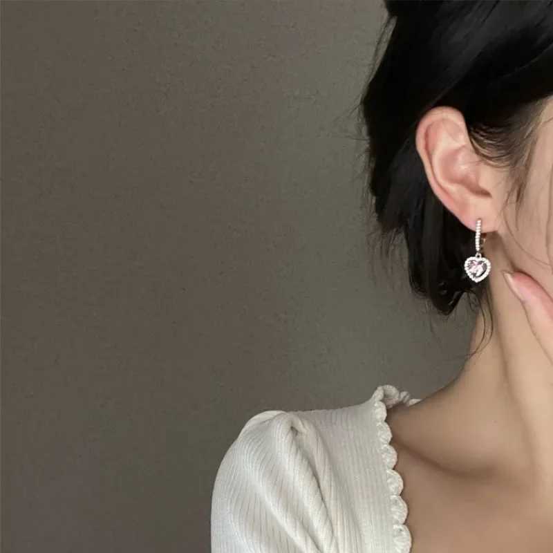Heart Earrings for Women Elegant Pink Rhinestone Dangle Earrings for Girl Women Senior Designer Fashion Jewelry Accessories J251021
