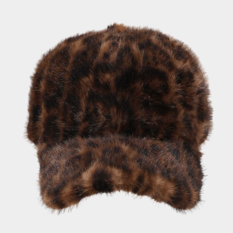 New Fashion Thickened Warm Leopard Print Plush Baseball Cap for Autumn and Winter Outdoor Street Sun Protection H251020