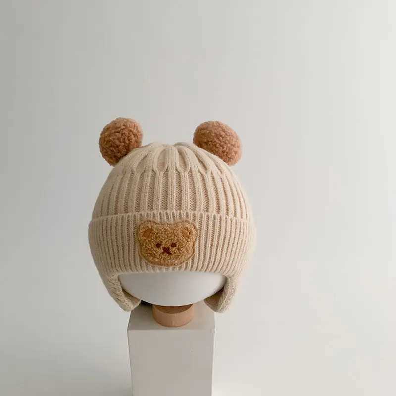 Autumn and winter childrens warm hat baby hat Korean version cute little bear ear protection hat thickened warm windproofhat J251021