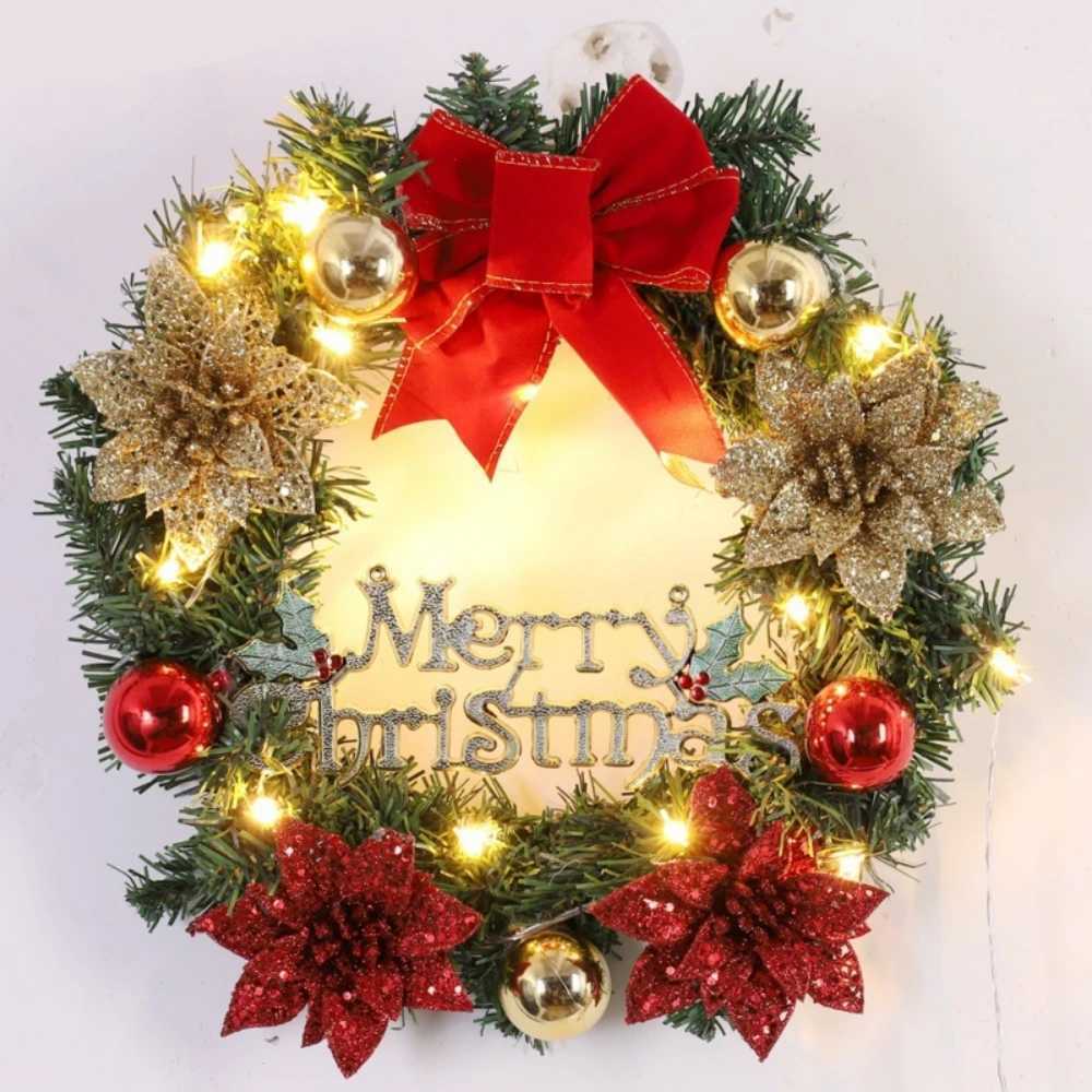 3040cm Christmas Wreath for Front Door Window Artificial Wreath with Led Light Garland Xmas New Year Navidad Home Decoration XJ251021