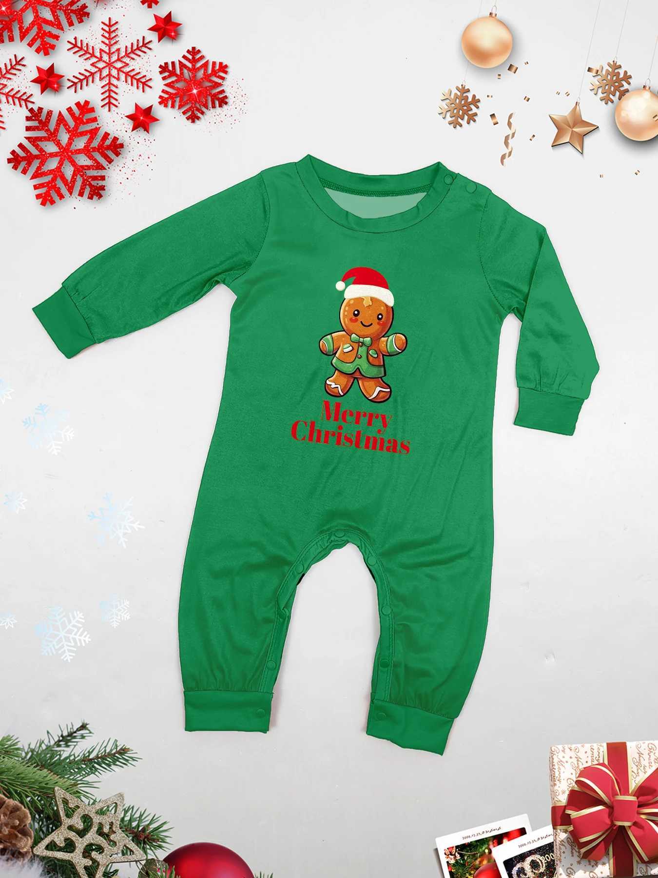 Family Matching Christmas Pajamas Set with Gingerbread Man Festive Print Cozy Xmas Loungewear L251021HB0H