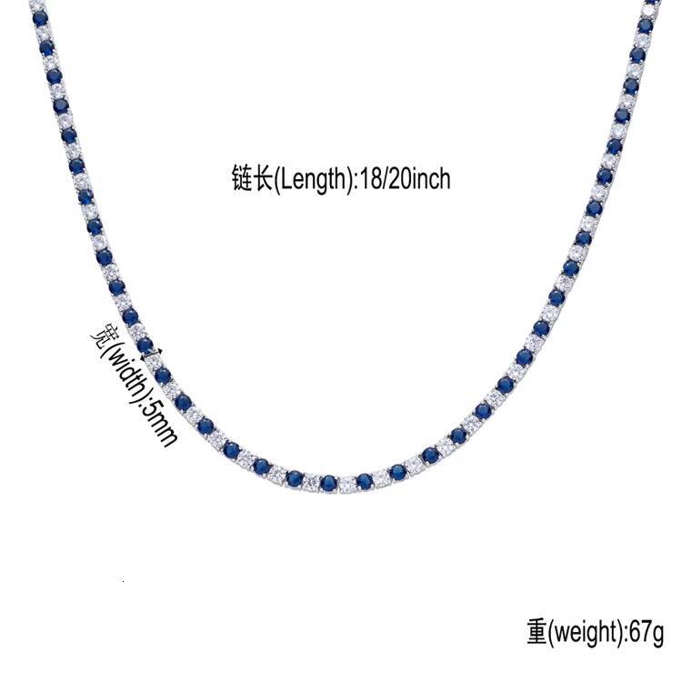 Hip Hop Style Moissanite Diamond Tester Sapphire Tennis Chain for Women and Men