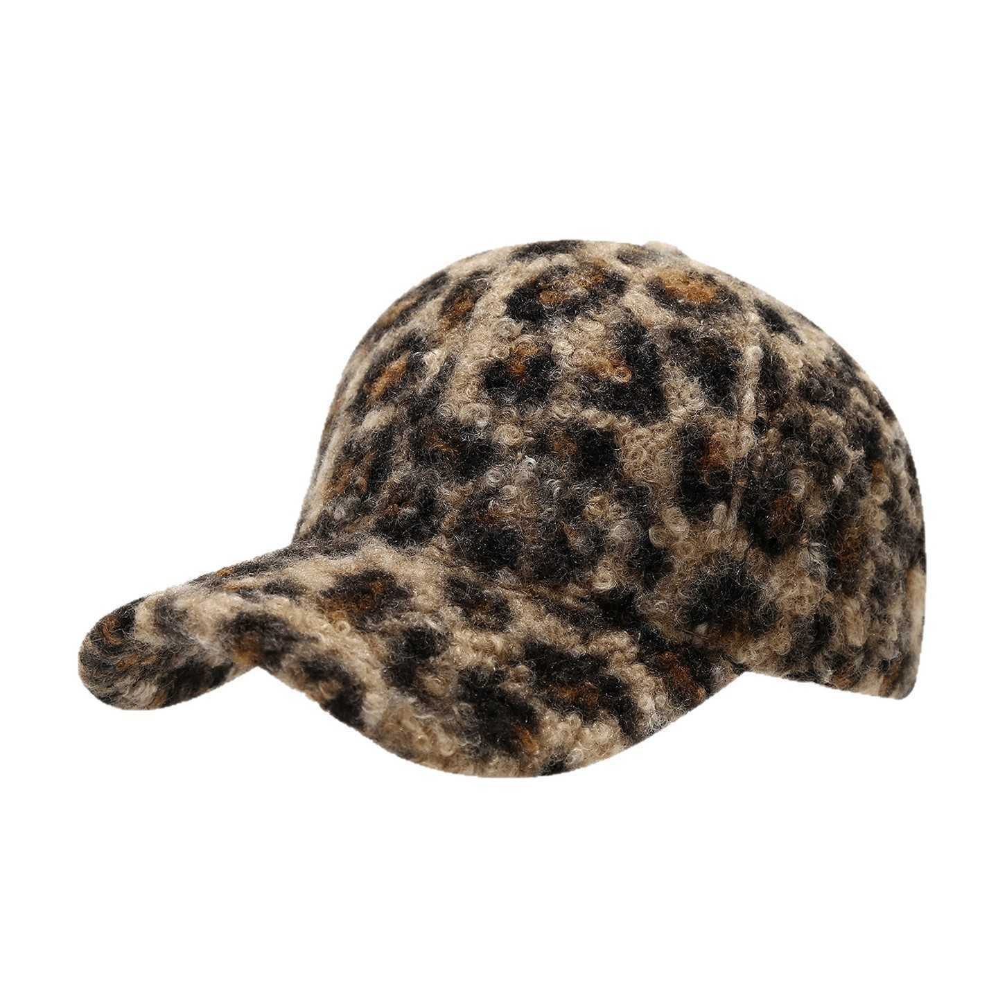 Autumn Winter New Hat Women Leopard Print Hard Top Baseball Cap Outdoor Warm Sun Protection Sunshade Cap Duckbill Cap H251020