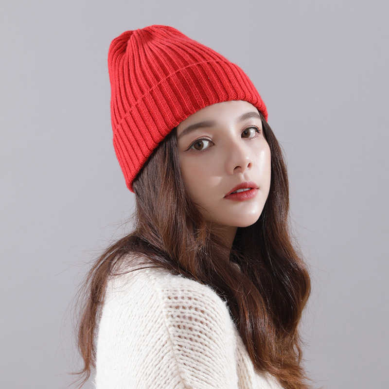 Autumn and Winter Fashionable Wool Cap Sweet and Lovely Warm Knitting Cap Womens Pullover Cap H251020