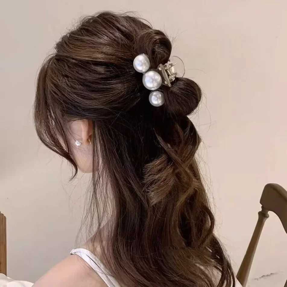 Vintage Pearl Clips Set Large Claw Korean Ponytail Big Barrettes Jaw Hairpins For Women Bun Hair Accessories Hairgrip GiftsW254021