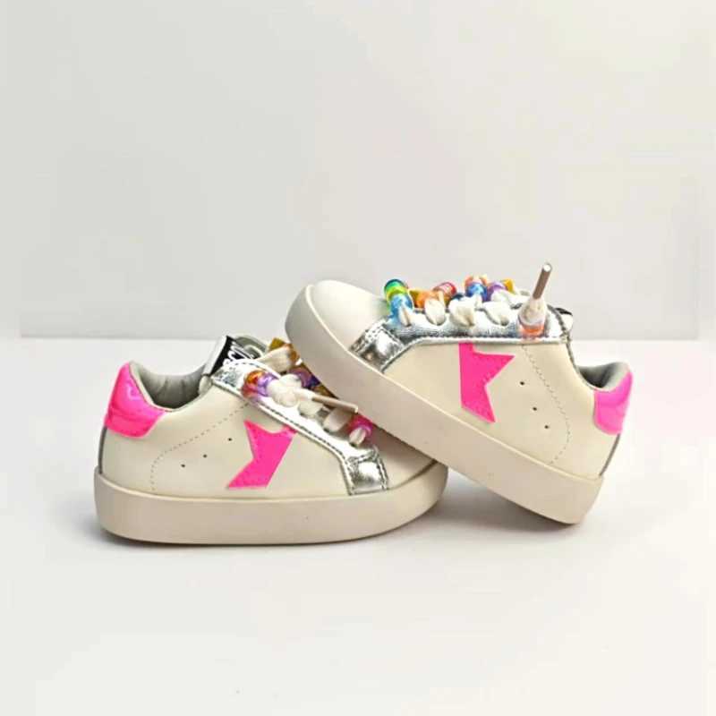 Spring Childrens Girls Genuine Leather Colorful Star Board Shoes Kids Toddler Princess Smiling Face Soft Soles Walking Shoes C251021