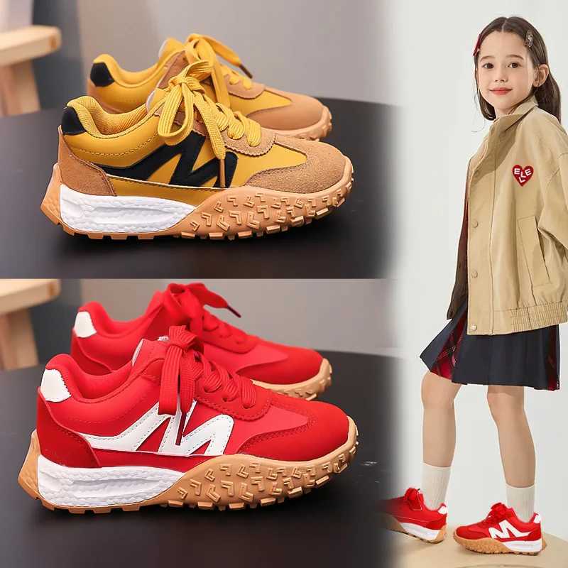KidsCasual Shoes 2025 Sneakers PU Spring Shoes for Children Antislip Breathable Thick Bottom Red Yellow Shoes Size 2637 C251021