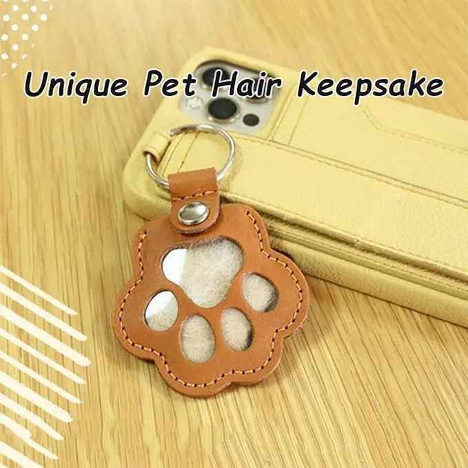 Dog Hair Collector Keychain Leather Pet Memorial Keepsake for Dogs and Cats Fur Storage Pendant Charm Gift Keychain W251021