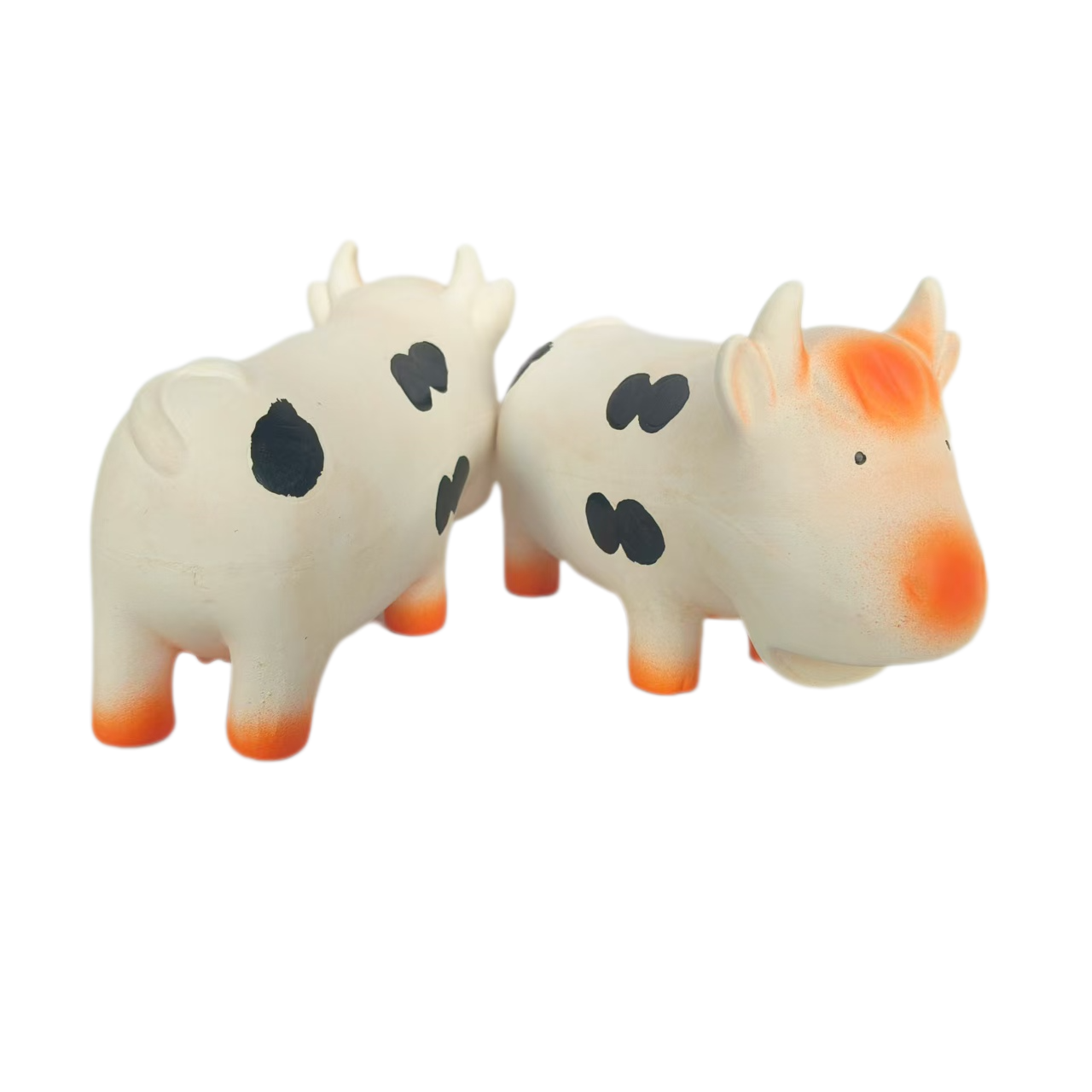 Latex Screaming Cow Dog Toy Soft Natural Rubber Squeaky Chewy Sound Animal Interactive Canine Pet Toys with Bright Colors for Medium Dogs 2pcs/Pack