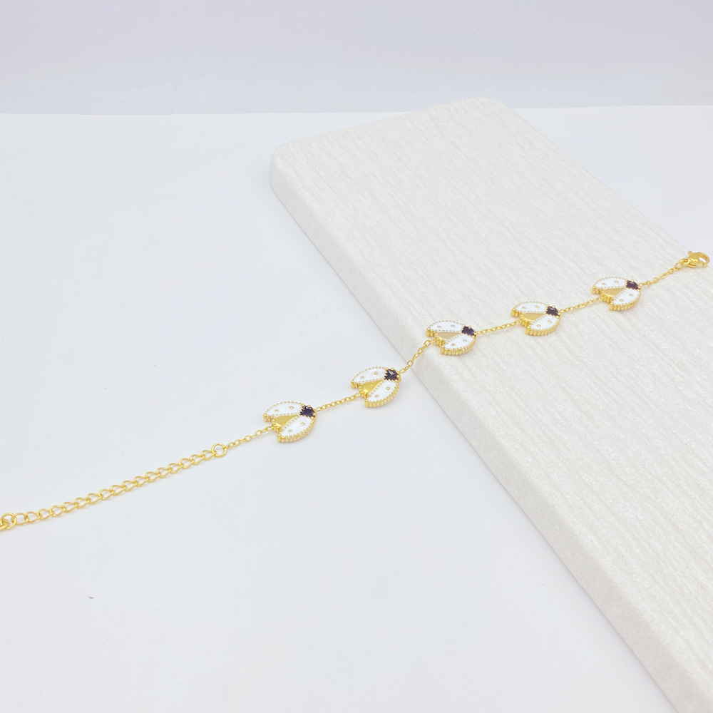 Retro designer bracelet zircon inlaid with fresh full diamonds Lucky Clover Enamel Seven Star Ladybug Bracelet free shipping gold bracelet