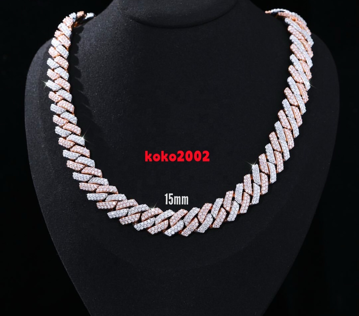 10K14K18K Gold Cuban Chain Full Pave Lab Grown Diamonds Double Row Design IGI Certified Hip Hop Jewelry