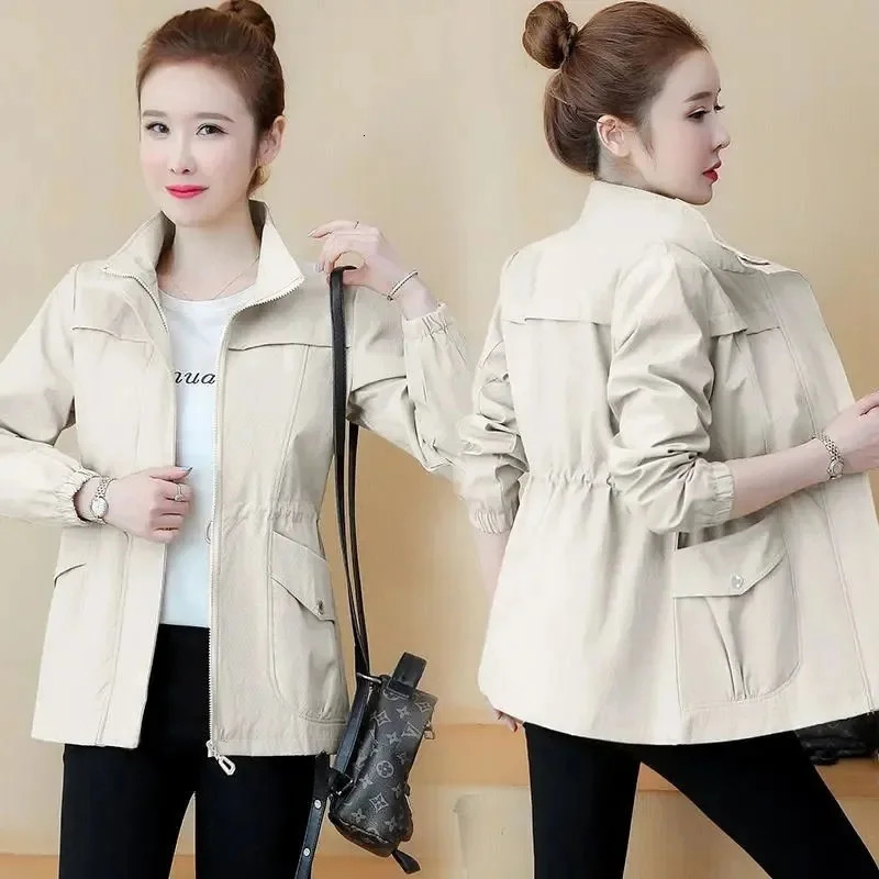 Short Jacket Women Double Layer Windbreaker Autumn Casual Slim Coat Fashion StandUp Collar Ladies 251021