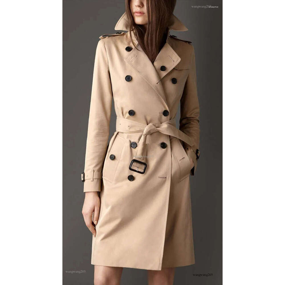 Spring Autumn Casual Trench Coat For Women Plus Size Long Double Breasted Slim Windbreaker Outerwear Elegant Overcoats