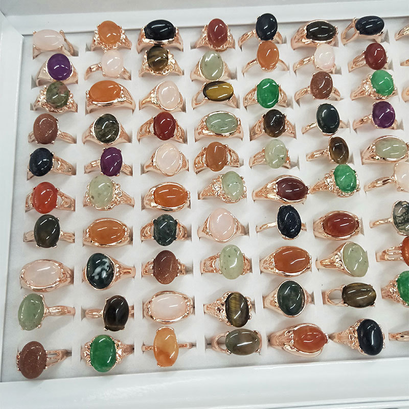 Wedding Rings TYM Mix Lot Natural Stone Rings Women's Ring Fashion Jewelry Bague 230713