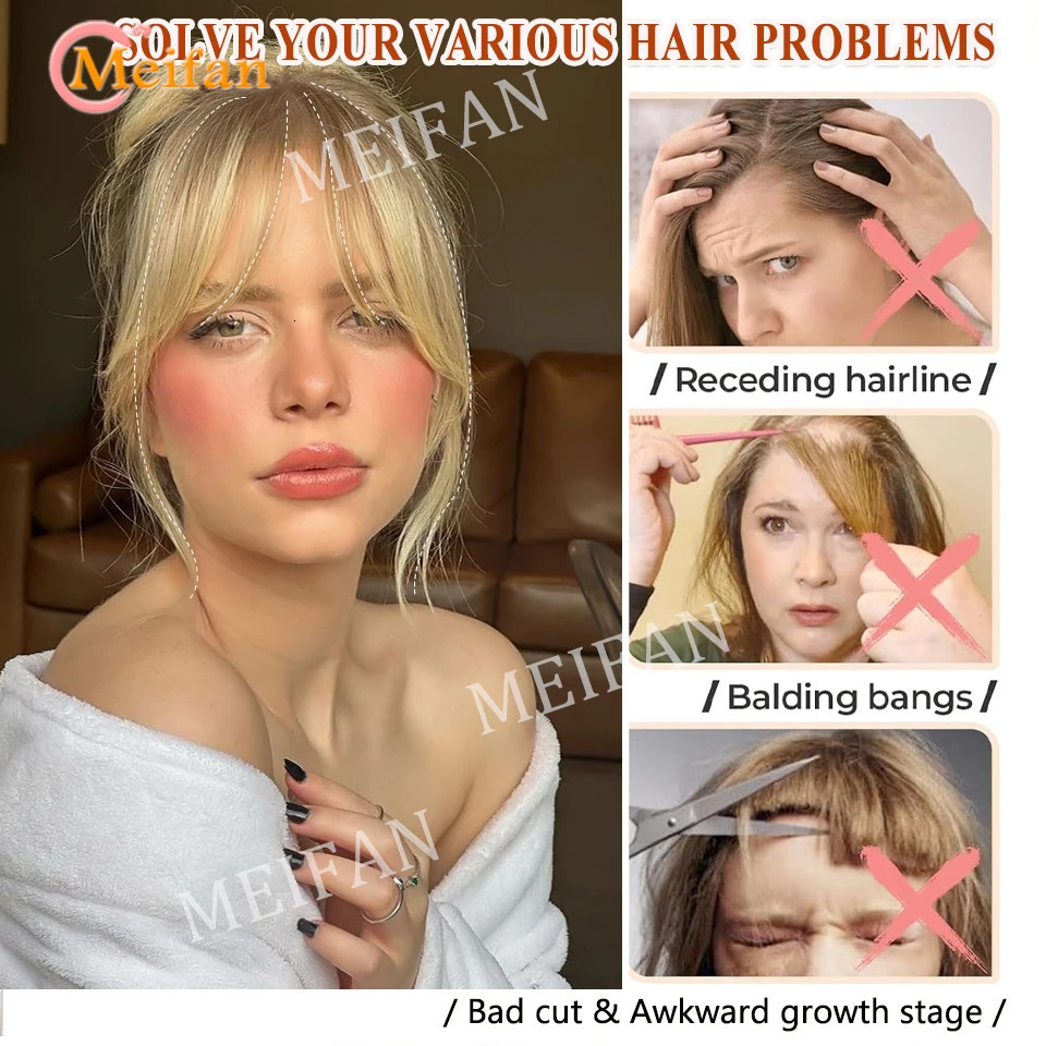 Lightweight Air Bangs Middle Part Natural Front Forehead Invisible Hair Patch Round Face French Bangs Fake Bangs For Women 251014
