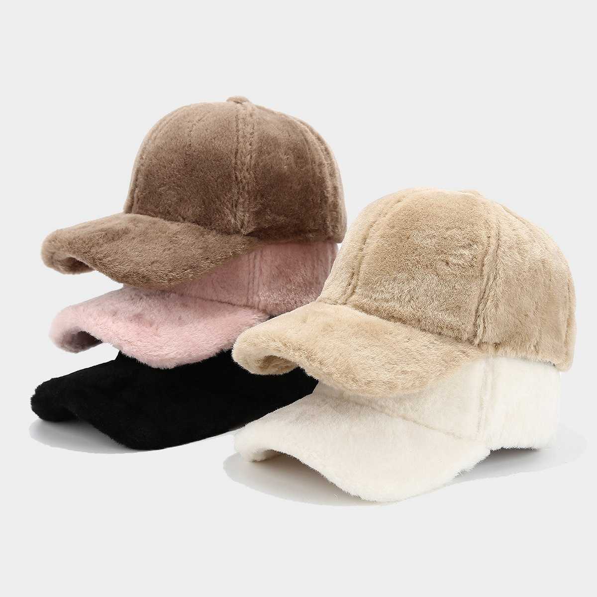 Winter Simple Solid Color Thickened Duckbill Cap Women Plush Coldproof Casual Baseball Cap Men Outdoor Sunshade Hat H251020 AKKB