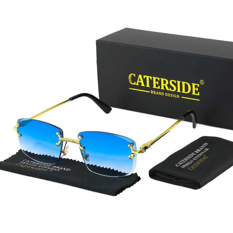 CATERSIDE Retro Rimless Square Sunglasses Men Women UV400 Small Gradient Sun Glasses For Men Popular High Quality Party Eyewear J251114