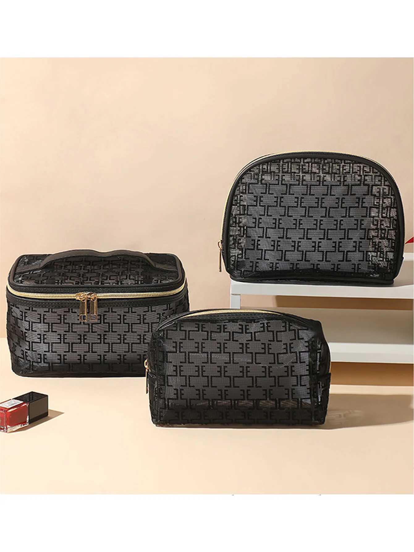 Women Mesh Cosmetic Bag Travel Storage Makeup Bag Organizer Female Make Up Pouch Portable Small Large Toiletry Beauty CaseW251021