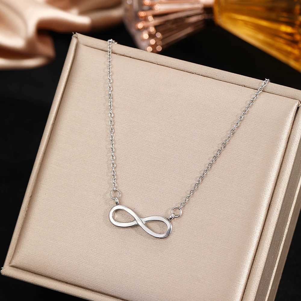 DGIDDK Stainless Steel Infinity Symbol 8 Character Pendant Necklace For Women Suitable For Daily Wear Collarbone Chain JewelryXJ251018