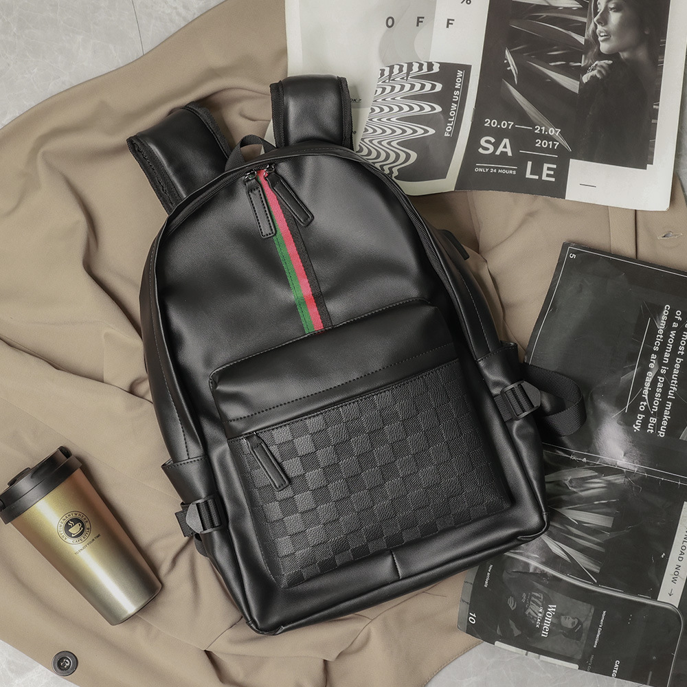 free shipping Black Men Backpacks Luxury Students School Bag Luxury Laptop Bags Leather String Backpack Business Travel Back Bags