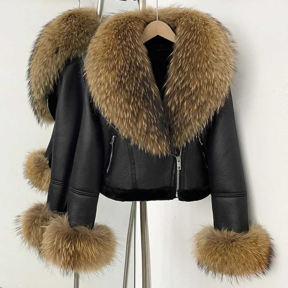 Fur Coat Winter Warm Real Fur Cuffs Clothes Women Short Faux Leather FAKe Fur Inner Jacket Thick Reality Fur Jacket Female1 Y251105