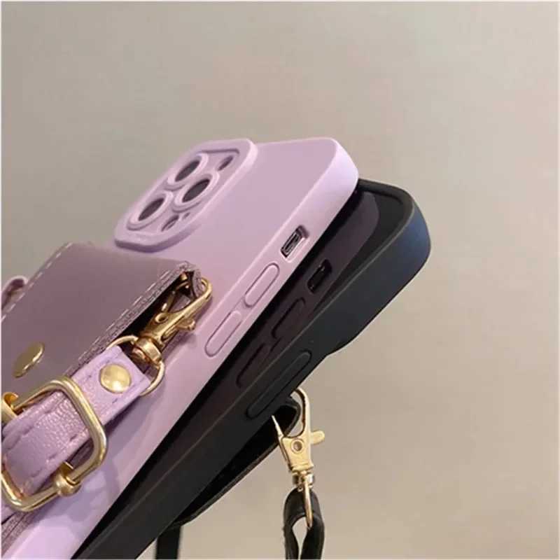 Fashion Wallet Crossbody Case for iPhone 17 15 14 13 16 Pro Max 12 11 X Xr Xs Plus Lanyard Card Bag Strap Shockproof Soft Cover J251114