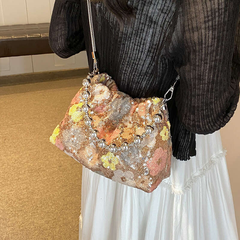 Niche Sequin for Women 2025 New Fashion Versatile Chain Crossbody Handheld Outdoor Small Tote Bag