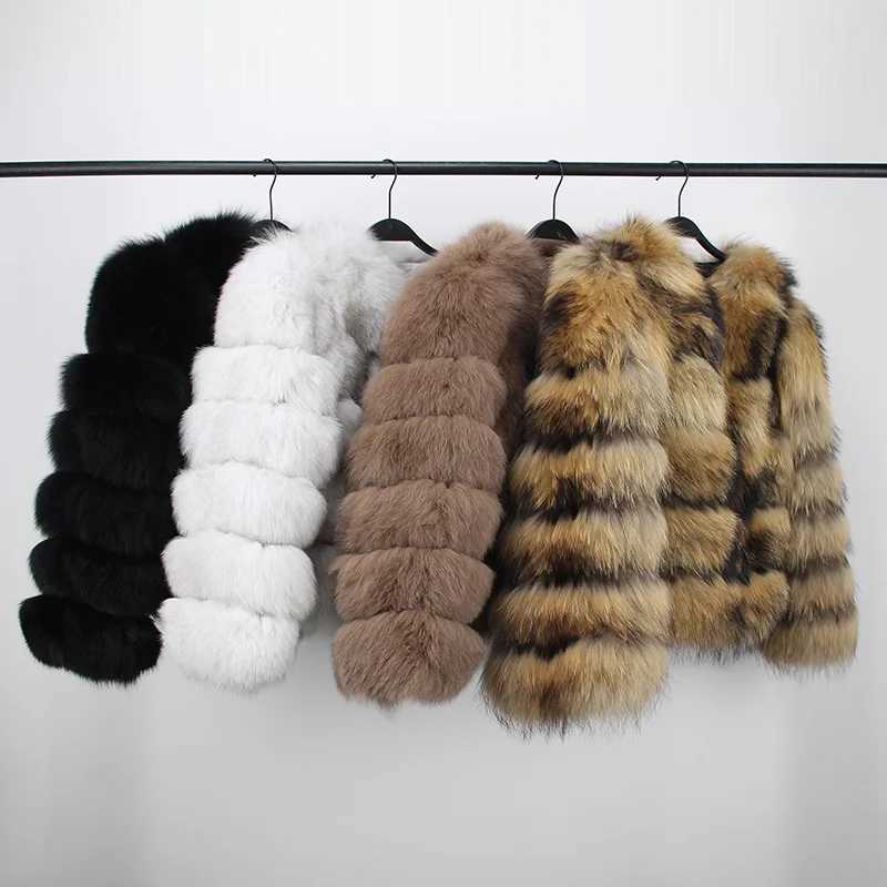 RealFur Coat Winter Jacket Women Natural fox Fur Raccoon Outerwear Oneck Thick Warm Luxury Female Streetwear New Fashion Y251105