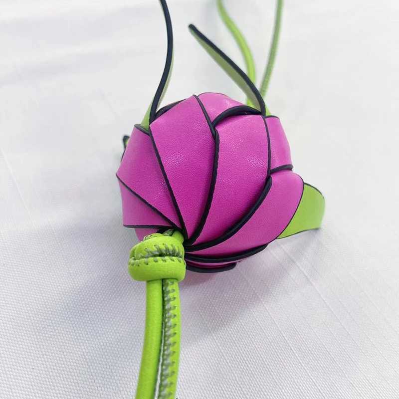 Cowhide Decorative Pendant Creative Bag Accessories Handwoven Genuine Leather Dragon Fruit Pendant Bag Simulated Bag Charms J251121