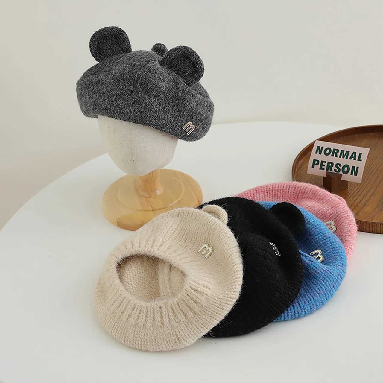 Cartoon Baby Berets Cute Ear Solid Color Toddler Girls Beanie Cap Kids Winter Warm Knitted Wool Painter Hats J251021