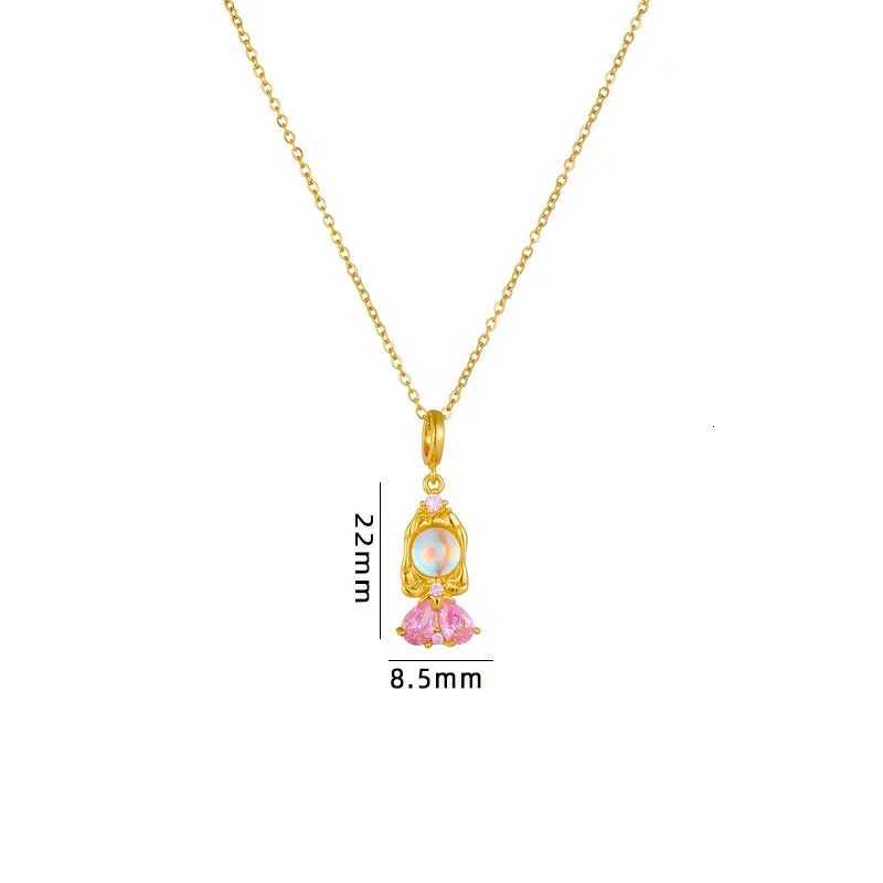 Shiny Princess Snow White Cinderella Zircon Pendant Necklace for Women Girls Stainless Steel Chain Party Accessories GiftsXJ251018