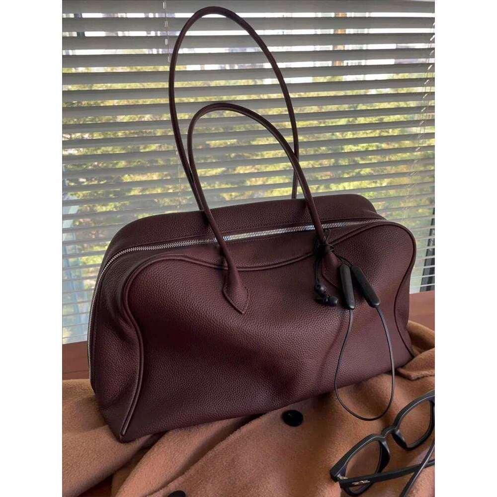 Leather Large Capaci Tote Women's 2025 New Retro Commuter Single oulder Bowling Boston Bag Casual Simple Sle ex