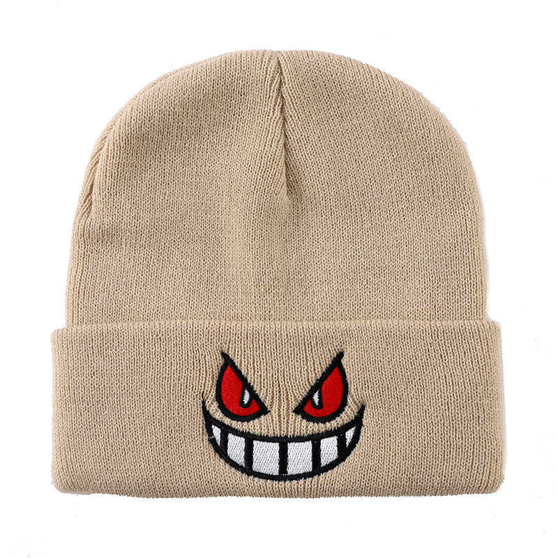 New Embroidered Knitted Hat Cartoon Gengar Creative Knitted Hat Autumn Winter Warm Ear Protection Breathable Cold Hat H251020