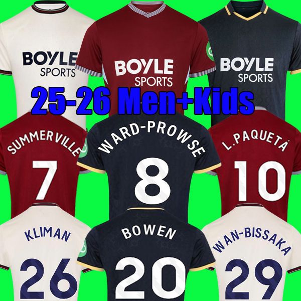 WEST Hamse Unitedes Kit FULLKRUG 25 26 WHU soccer jerseys 2025 2026 L PAQUETA ALVAREZ kits AGUERD BOWEN football shirts SUMMERVILLE MEN Kids Equipments