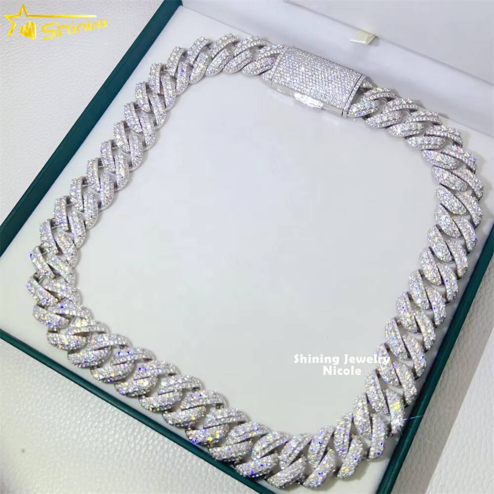Top Quality Pass Diamond Tester Big Heavy Solid 925 Silver 20MM Men Miami Moissanite Cuban Link Chain