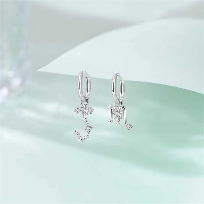 Hot Sale 925 Sterling Silver 12 Constellation Scorpio Earrings Women Zircon Ear Studs Sparkling Pave Hoop Earring Jewelry Gift J251021