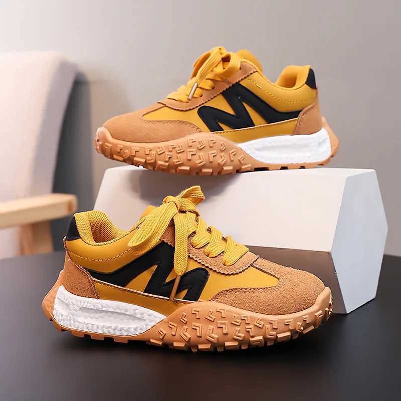 KidsCasual Shoes 2025 Sneakers PU Spring Shoes for Children Antislip Breathable Thick Bottom Red Yellow Shoes Size 2637 C251021