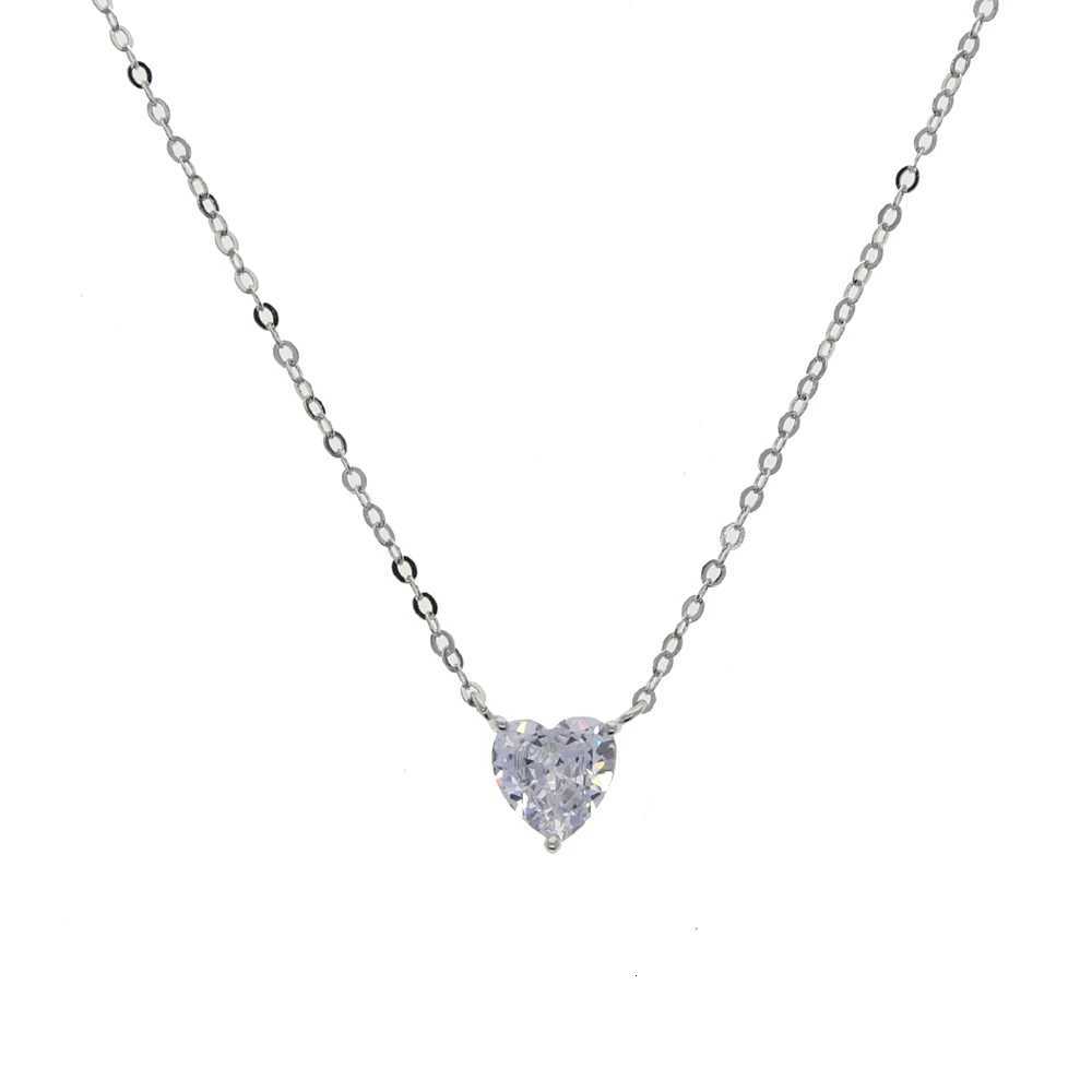 Geometric Single CZ Stone Necklace Sparking Clear Cubic Zirconia Rectangle Round Heart Shaped Simple 925 Sterling Silver Collar1 D251021