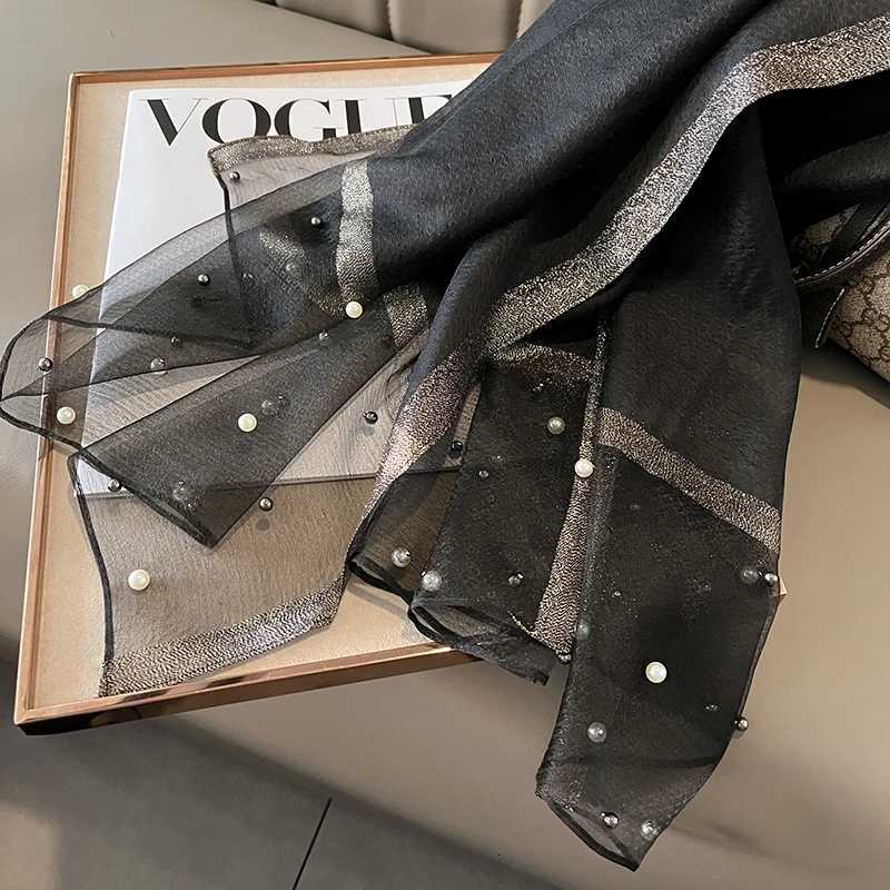 2024 Luxury Brand Women Fashion Scarf Plain Solid Silk Linen Shawls Scarves Summer Lady Bandanas Foulard Hijab W251021