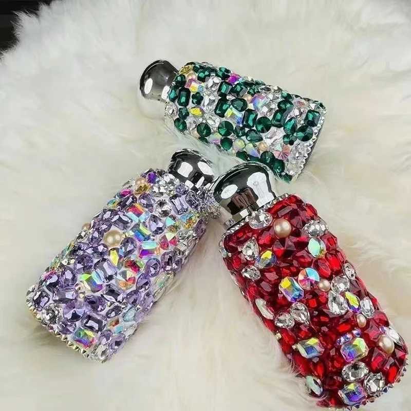 Portable Travel Vacuum Water Bottle Mini Pocket Cup Sparkling Rhinestone Stainless Steel Insated Cup With g Y251021