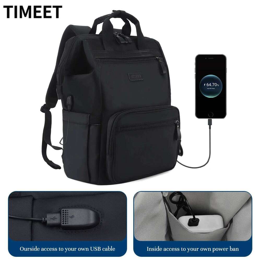 Designer Luxury Timeet Inch Laptop Usb Charging Men Travel Backpack Large Capacity Waterproof Business Lage Bag