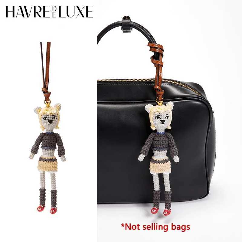 Woven cute doll bag charm knitted humanoid bag pendant womens bag keychain car pendant backpack decoration bag accessories J251121
