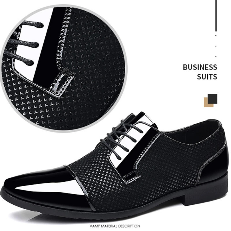 Business Leather Shoes for Men Oxford Breathable Patent Leather Formal Shoes Man Office Wedding Flats Dress shoes 251021